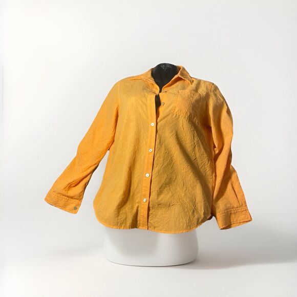 Addictions By Chico’s‎ Shirt Button Down Womens Size 1 Or Medium 8 Orange - Picture 1 of 7
